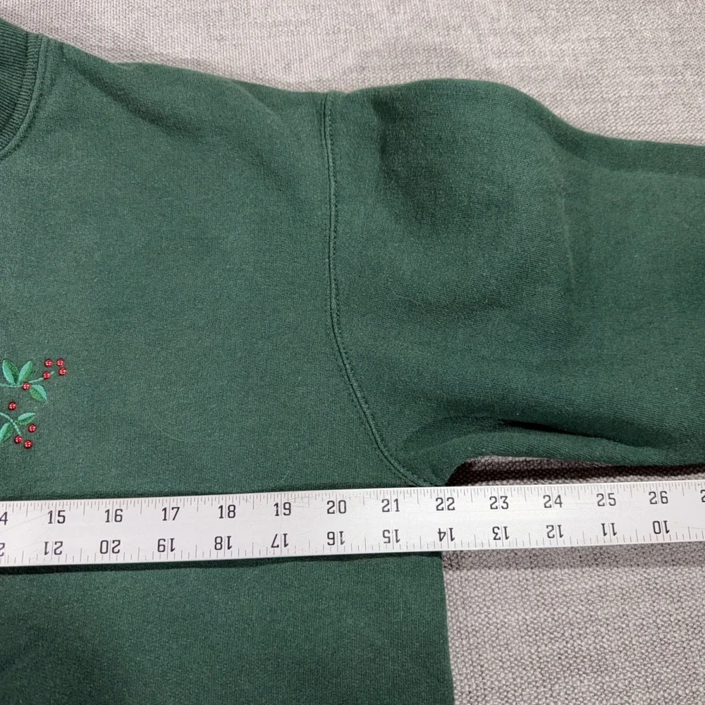 Top Stitch Sweatshirt Womens L Green Good Christmas Tree Vintage Morning Sun - Picture 5 of 8